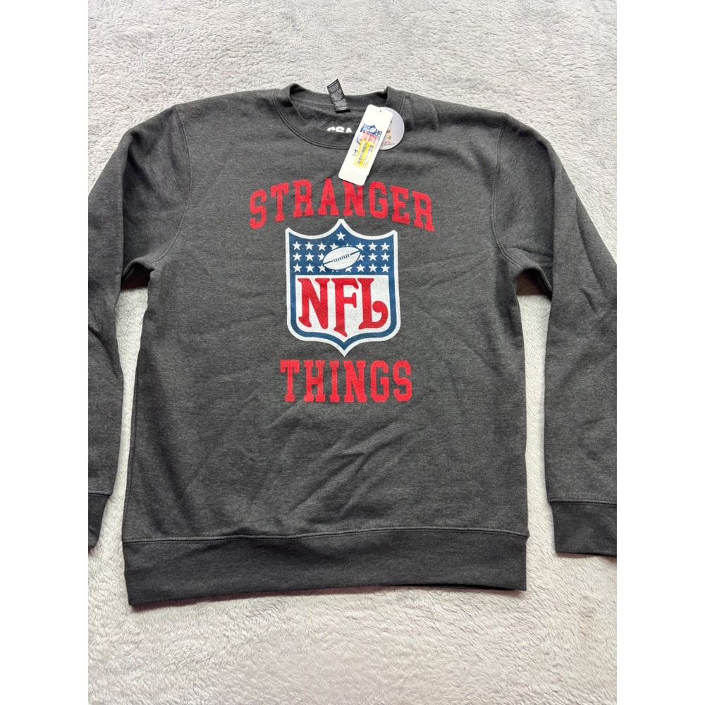 NFL Stranger Things Eleven Graphic Sweatshirt Mens Small Charcoal Gray Pullover